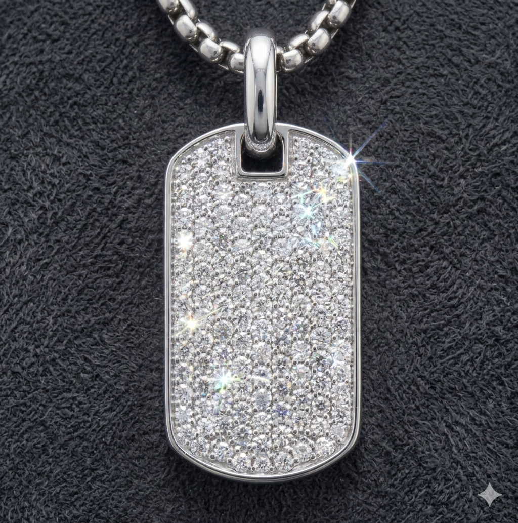 ✨ Pavé Edge Dog Tag Necklace 18 in.