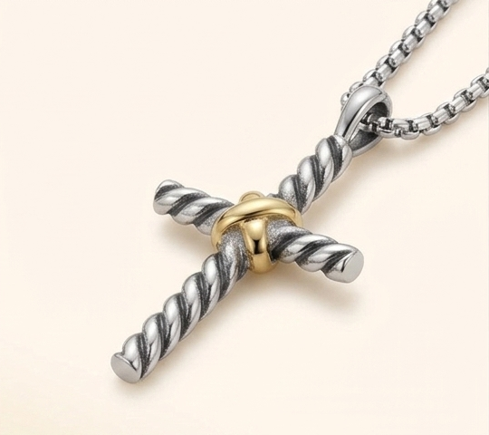 Twisted Cross Pendant Necklace 18 in. – 925 Sterling Silver Tarnish-Free Minimalist Cross Chain