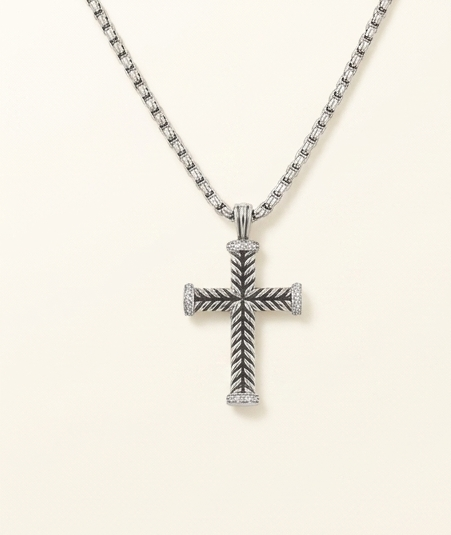 Silver Rope Cross with Zirconia's Necklace 18 in. – Tarnish-Free Pendant