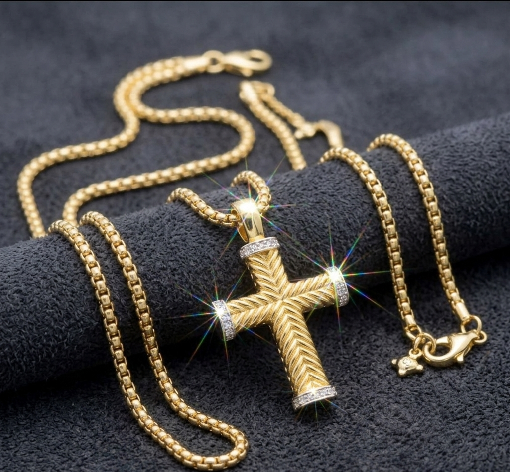 Royal Rope Cross Necklace 18 in.