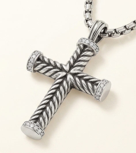 Silver Rope Cross with Zirconia's Necklace 18 in. – Tarnish-Free Pendant