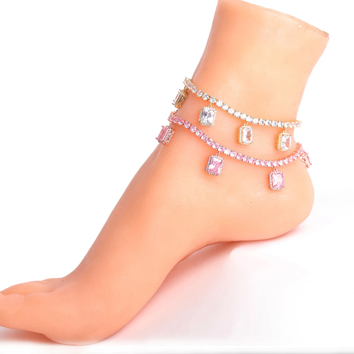 IceBoyDC: ✨ Elevate Your Anklet Game ✨ Women's Gold-Plated Tennis Chain Anklet (Adjustable)