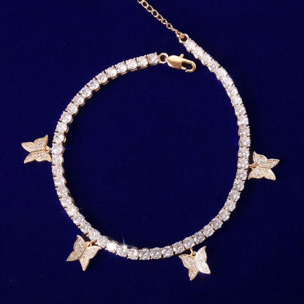 IceBoyDC: ✨ Hip Hop Royalty ✨ Women's Adjustable Tennis Chain Anklet (Butterfly Charm) (Shop Now!)