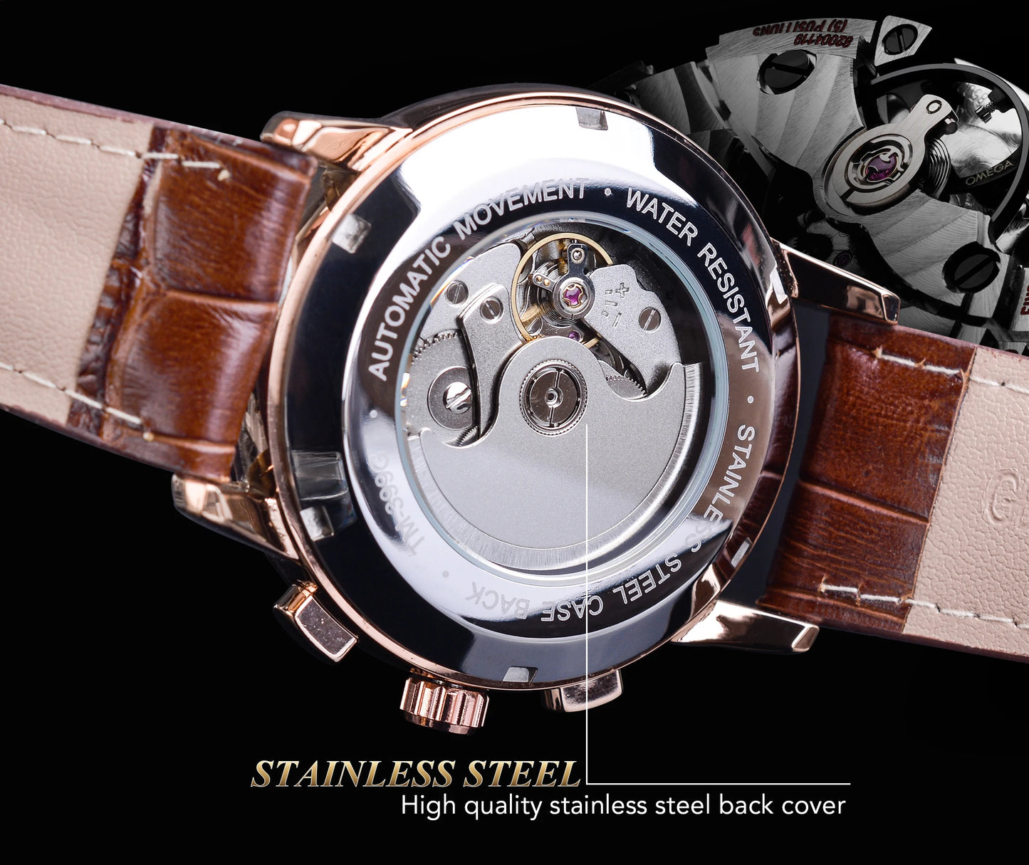 IceBoyDC: ✨ Celestial Navigation ✨ Men's  Automatic Moon Phase Watch (Brown Leather) w/ Baguette Bezel