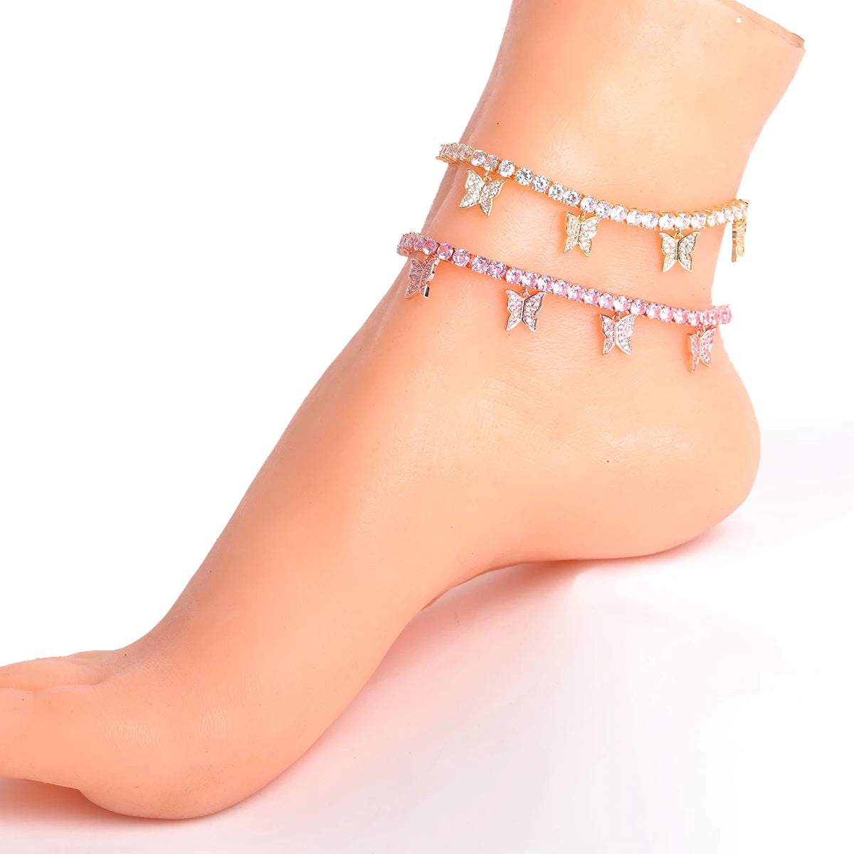 IceBoyDC: ✨ Hip Hop Royalty ✨ Women's Adjustable Tennis Chain Anklet (Butterfly Charm) (Shop Now!)