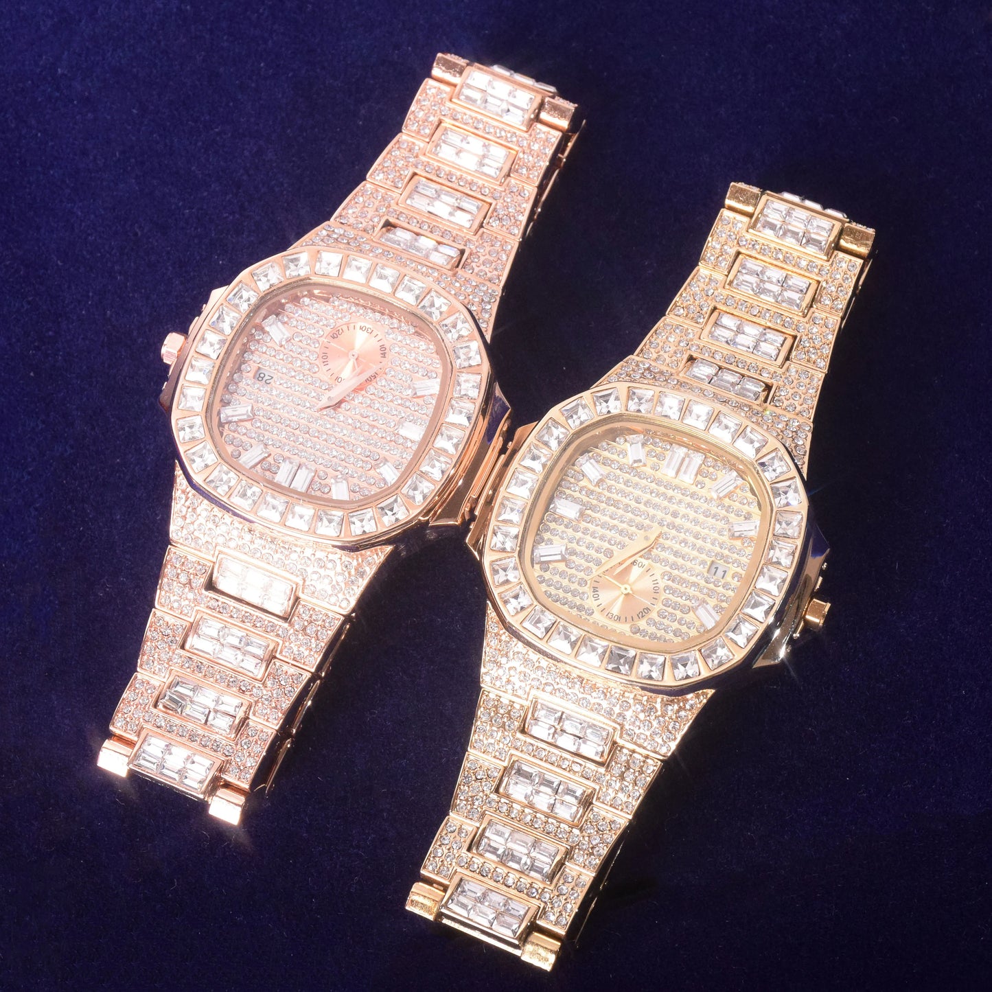 IceBoyDC: Men's Iced Out Baguette Watch ✨ Quartz Movement & Waterproof (Silver/Gold/Black/Rose)