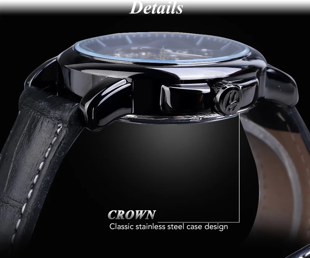 IceBoyDC: ✨ Open Heart Automatic ✨ Men's Skeleton Watch (Black Leather) Luminous Hands