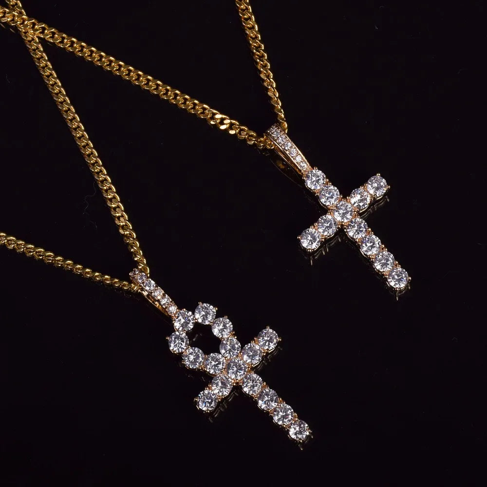 IceBoyDC: ✨  Ankh and Cross Necklace Set Gold-Plated Rope or Gold-Plated Cuban Link