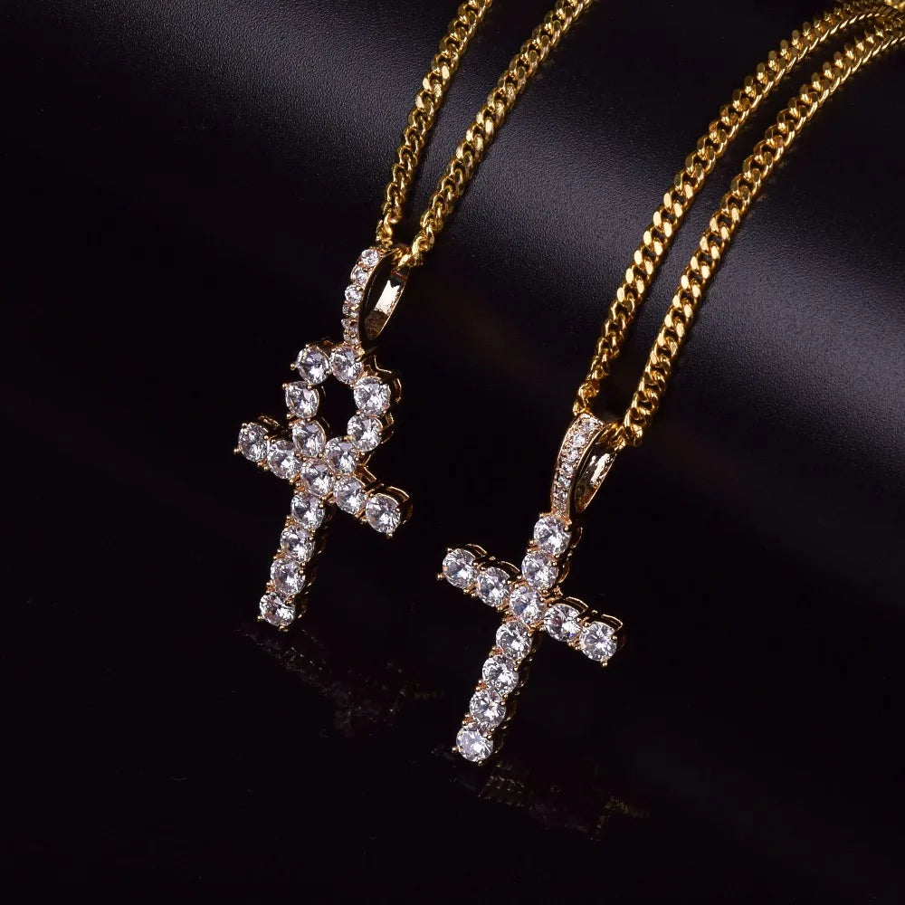 IceBoyDC: ✨  Ankh and Cross Necklace Set Gold-Plated Rope or Gold-Plated Cuban Link