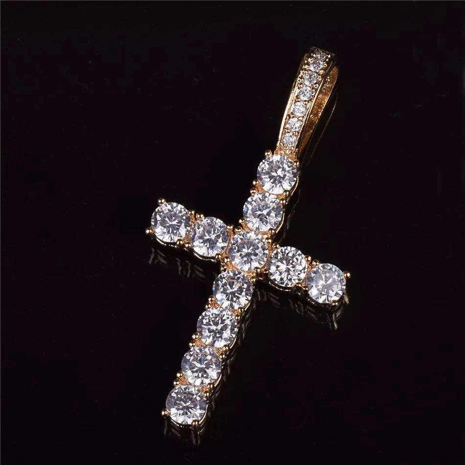 The IceBoyDC 3mm Tennis Chain Cross Pendant Necklace AAAA Zircon