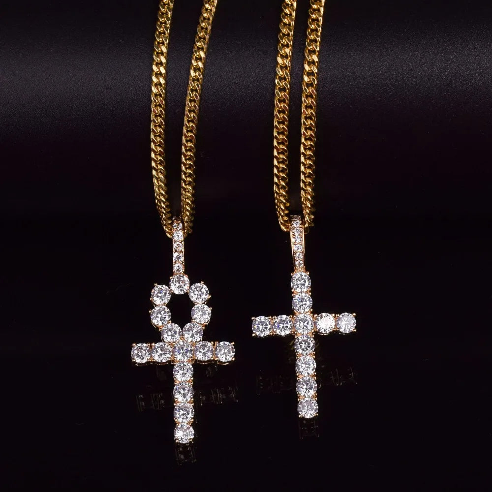 IceBoyDC: ✨  Ankh and Cross Necklace Set Gold-Plated Rope or Gold-Plated Cuban Link