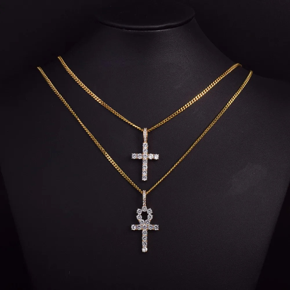 IceBoyDC: ✨  Ankh and Cross Necklace Set Gold-Plated Rope or Gold-Plated Cuban Link