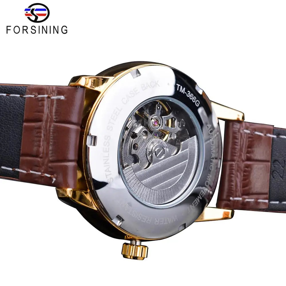 IceBoyDC: ✨ Open Heart Automatic ✨ Men's Gold Skeleton Watch (Brown Leather) Luminous Hands