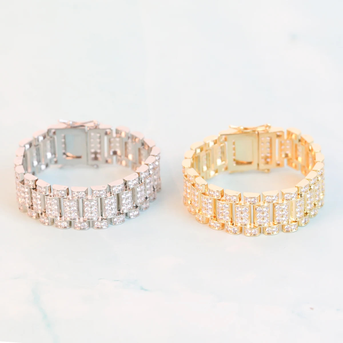 IceBoyDC: Unisex 3A+ CZ Iced Out Link Bracelet/Necklace (Gold or Silver Plated)