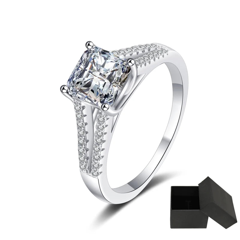 IceBoyDC: Eternal Allure - 2ct Asscher Moissanite Engagement Ring (Platinum Plated)