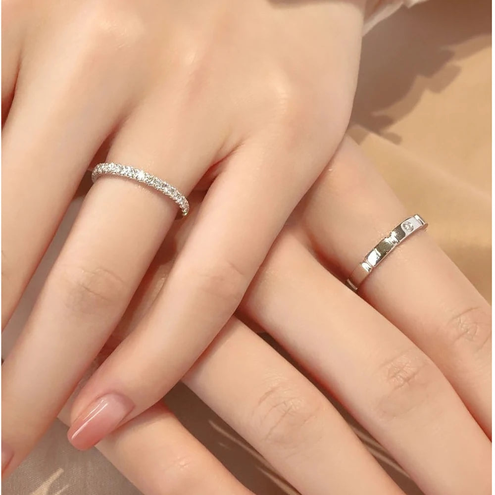 The IceBoyD.C. 3mm & 1.5mm Moissanite Couple Rings Set | Sterling Silver Promise Rings | Wedding Bands