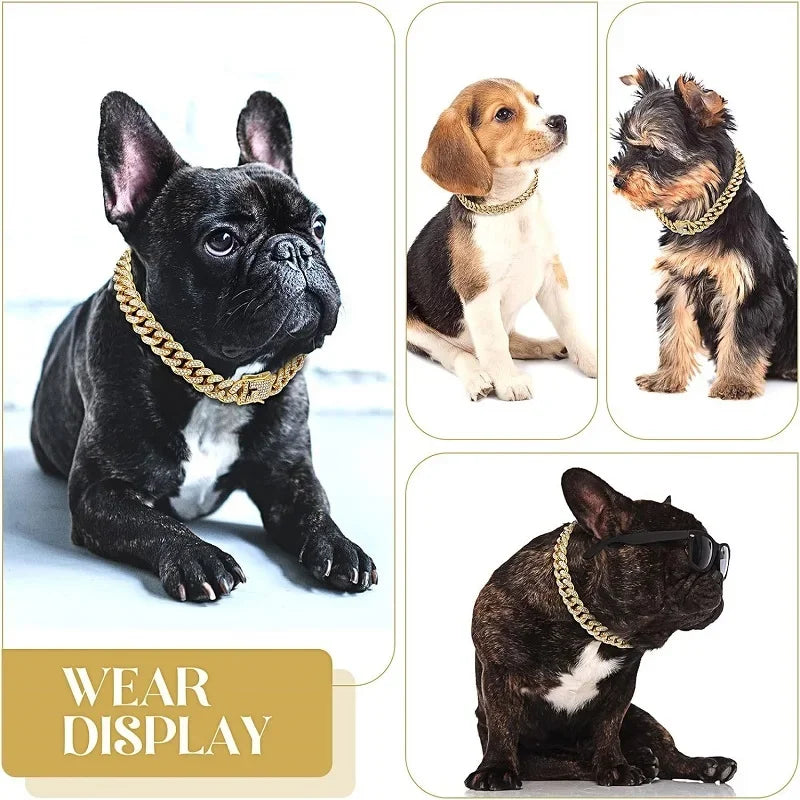 IceBoy DC – Iced Out Gold Cuban Link Dog Collar | Luxury Pet Chain