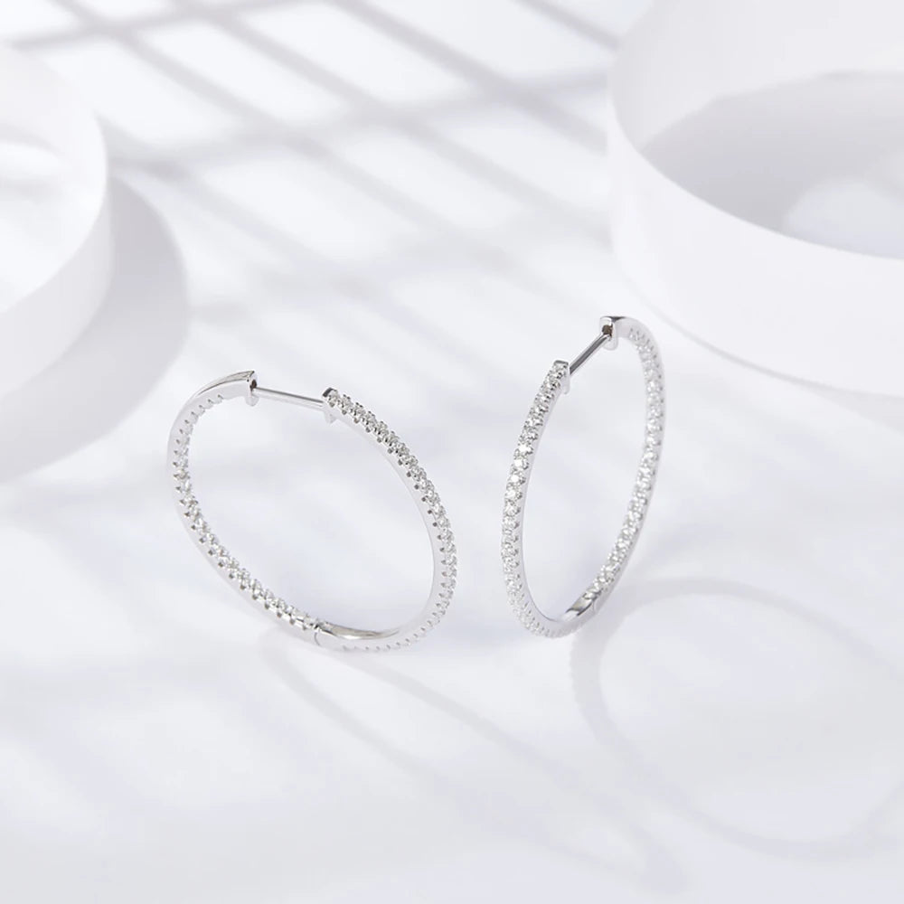 IceBoyDC. | 1.2mm D VVS Lab Grown Moissanite Hoop Earrings in Sterling Silver