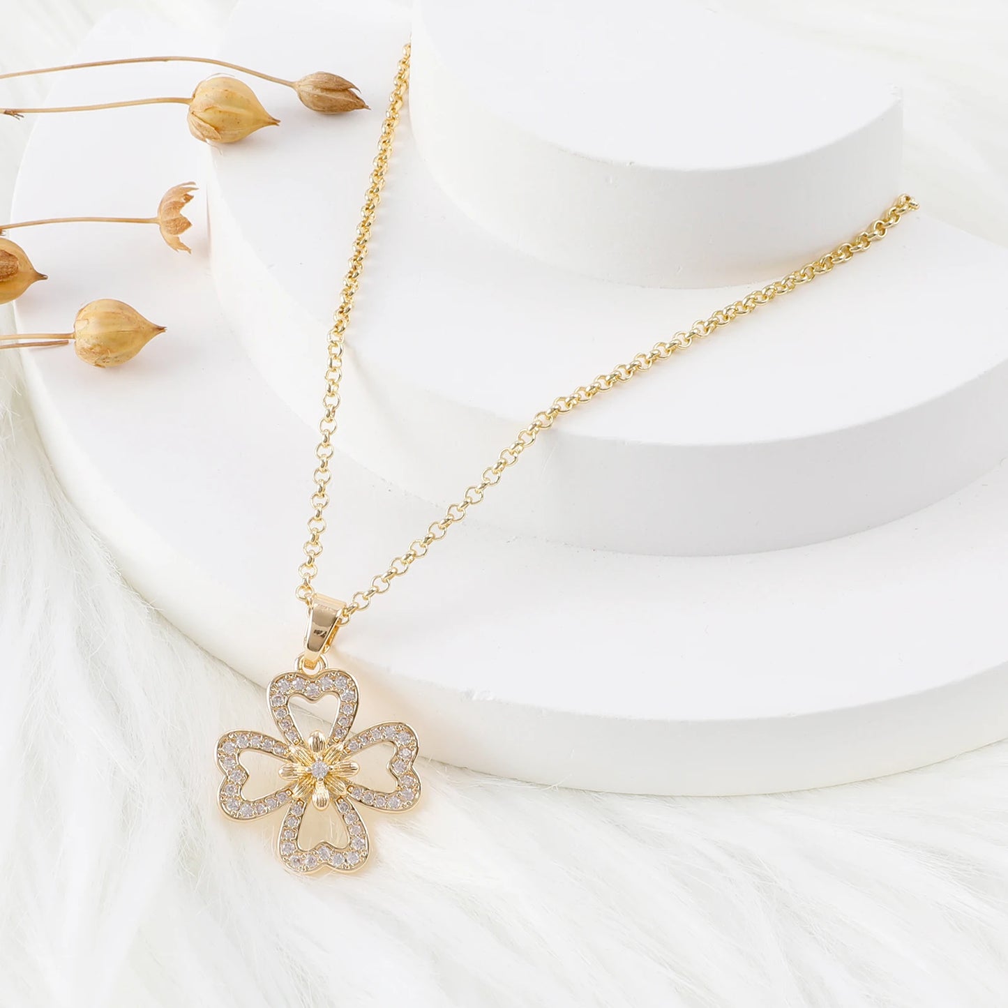 Lucky Four Leaf Clover Pendant Necklace - Luxury Fashion Jewelry for Women and Girls - The Clover Collection by IceBoyDC