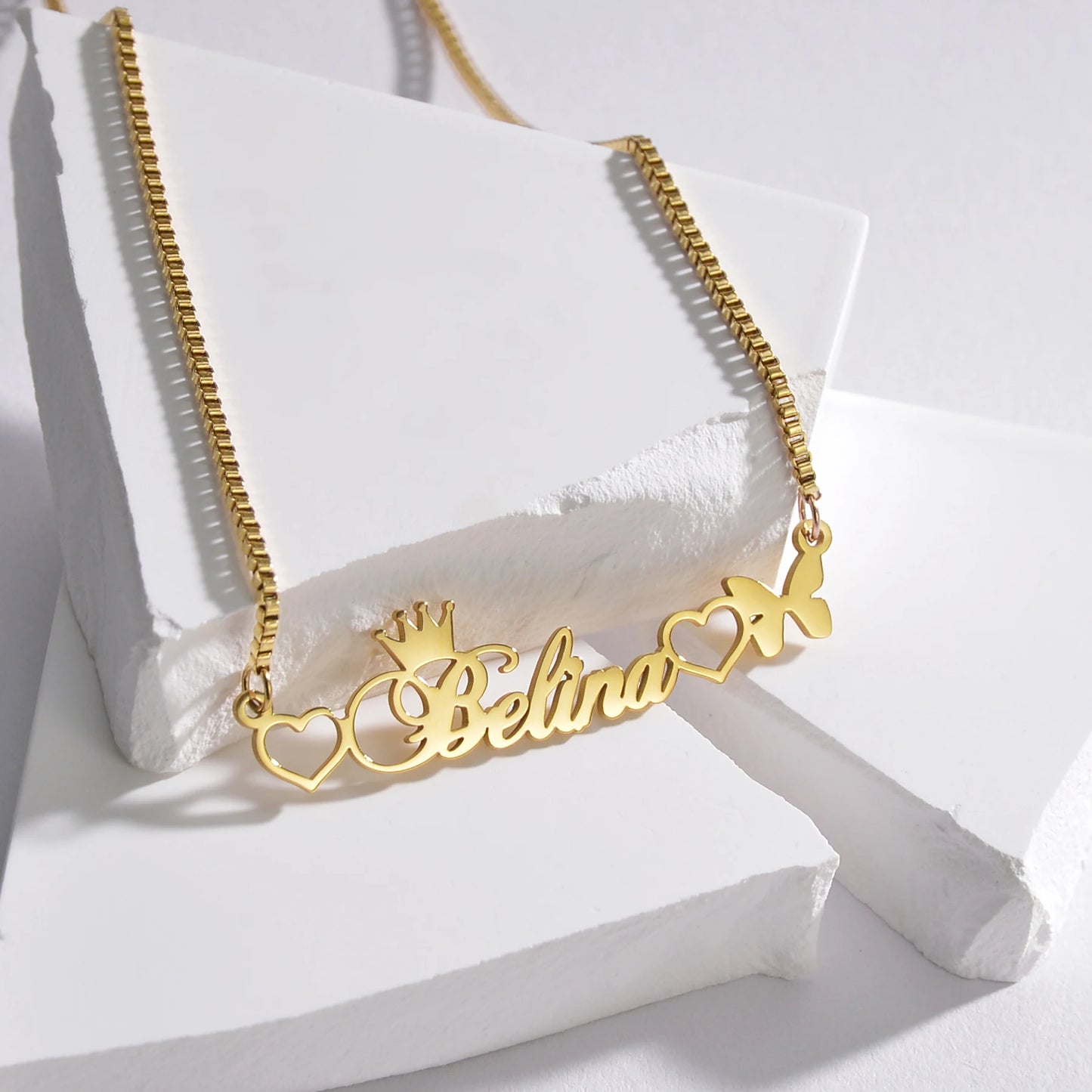 The IceBoyDC Valentine's Day Gift: Personalized Gold Name Necklace (Cursive Script)