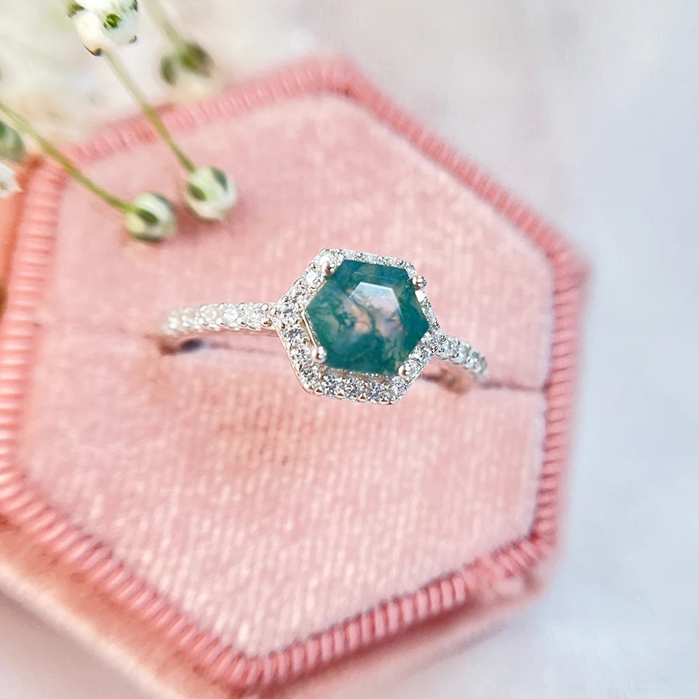 IceBoyDC: Earth & Sparkle ✨ Moss Agate & CZ Ring