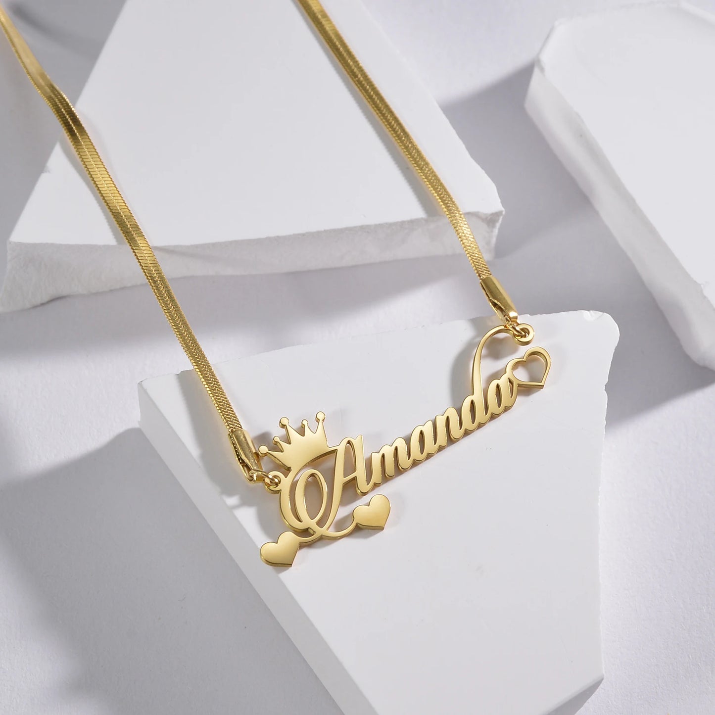 The IceBoyDC Valentine's Day Gift: Personalized Gold Name Necklace (Cursive Script)