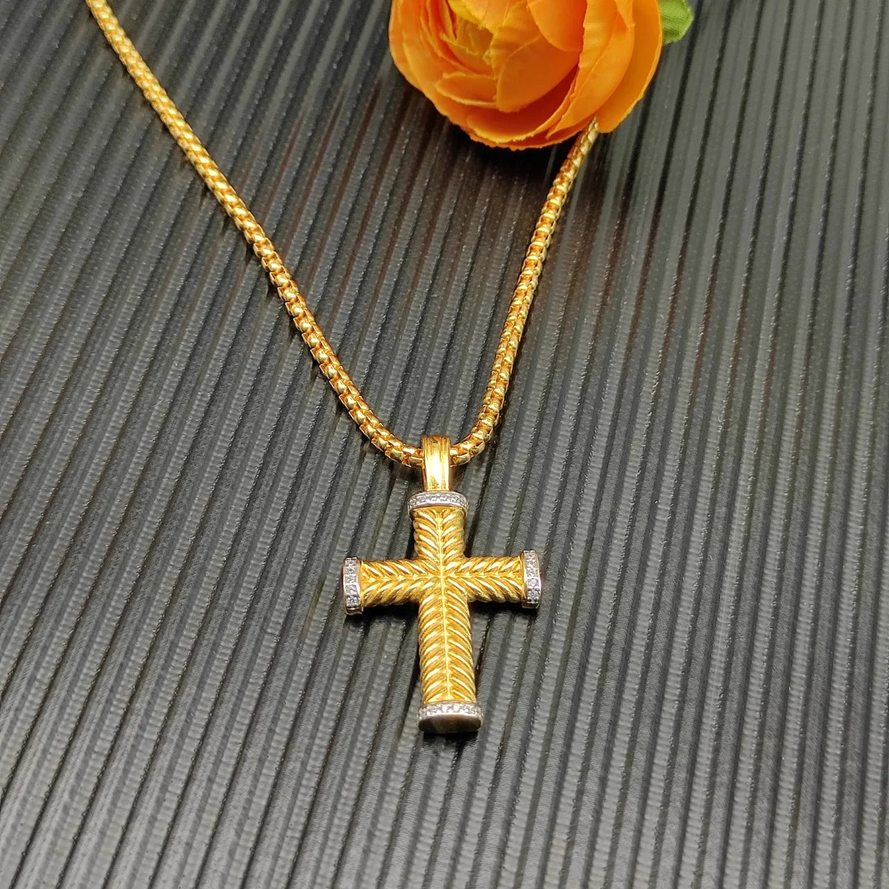 Royal Rope Cross Necklace 18 in.