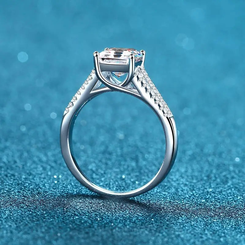 IceBoyDC: Eternal Allure - 2ct Asscher Moissanite Engagement Ring (Platinum Plated)