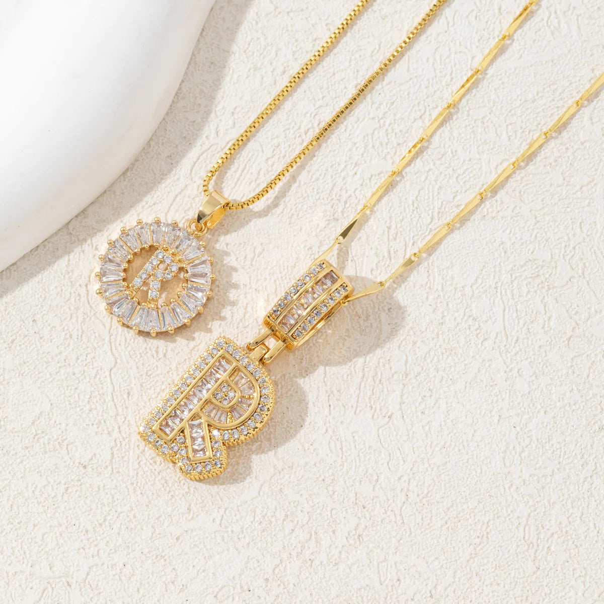 The IceBoyDC 2Pcs  Dainty Zircon Signature Initial Necklace