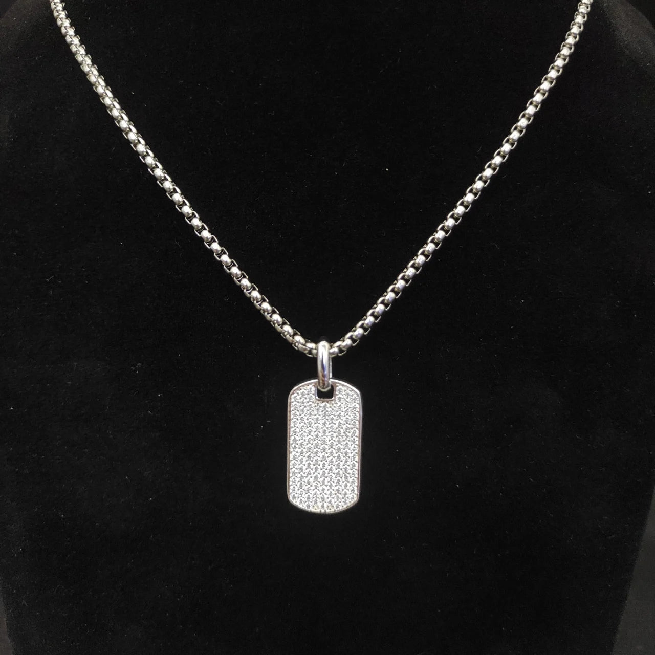 ✨ Pavé Edge Dog Tag Necklace 18 in.