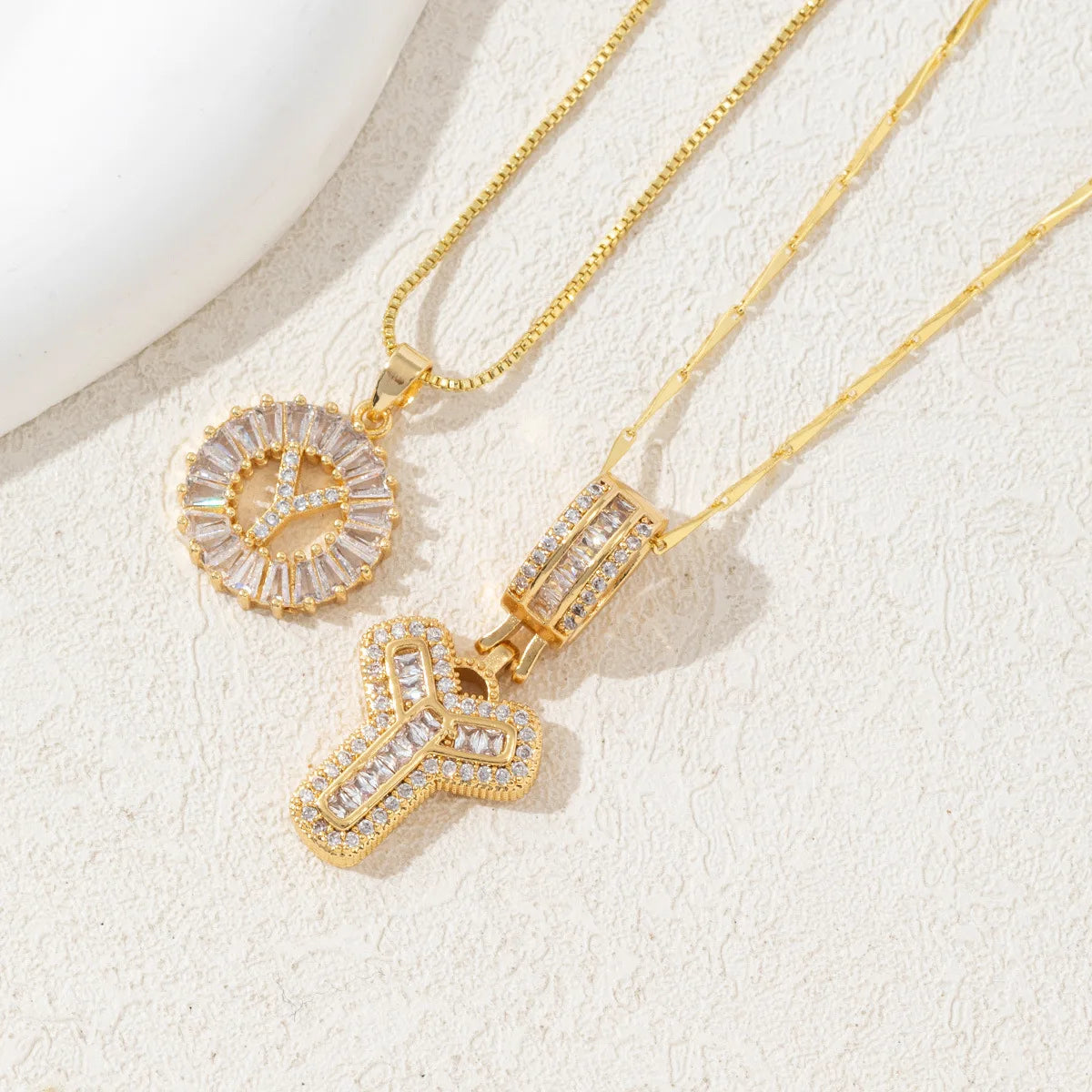 The IceBoyDC 2Pcs  Dainty Zircon Signature Initial Necklace