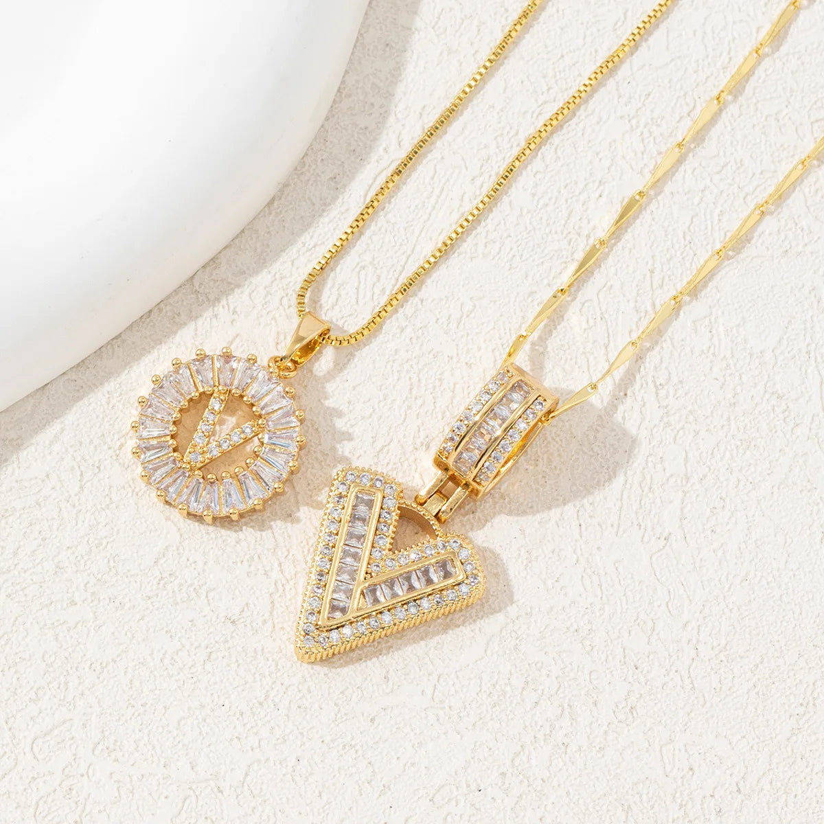 The IceBoyDC 2Pcs  Dainty Zircon Signature Initial Necklace