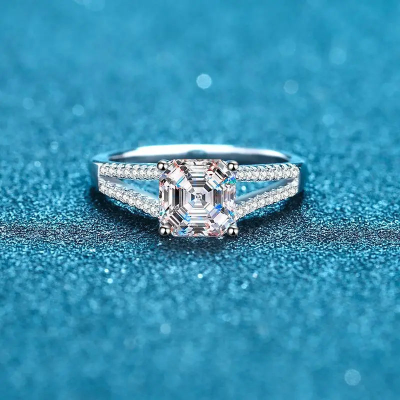 IceBoyDC: Eternal Allure - 2ct Asscher Moissanite Engagement Ring (Platinum Plated)