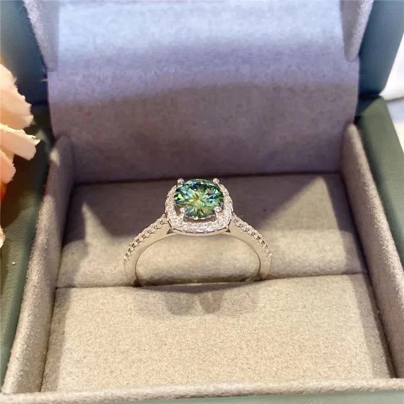 The IceBoyDC | Certified 0.5-5ct Green Moissanite Engagement Ring | D Color Square Cut | Sterling Silver