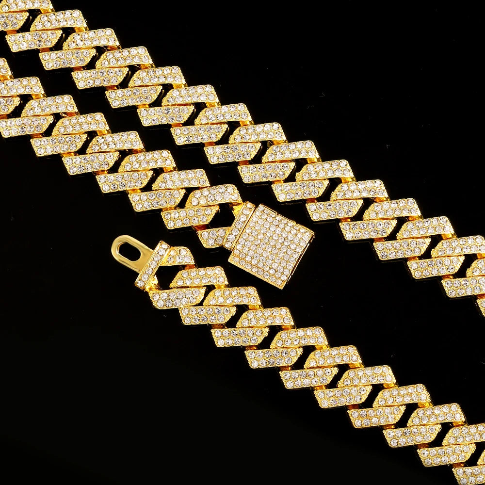 IceBoyDC: 16mm Iced Out Cuban Link Chain & Bracelet Set (Hip Hop Jewelry for Men & Women)