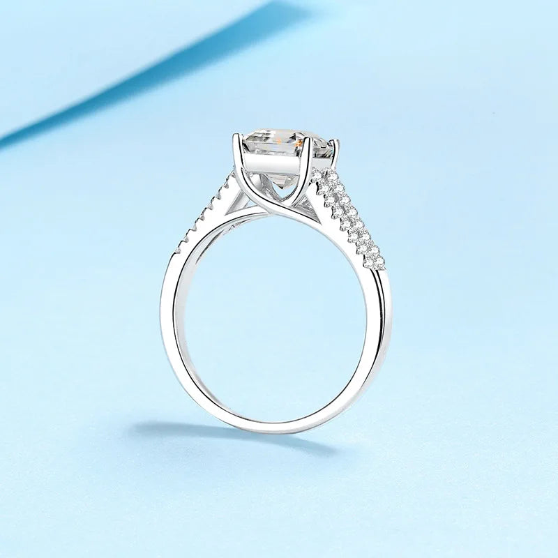 IceBoyDC: Eternal Allure - 2ct Asscher Moissanite Engagement Ring (Platinum Plated)