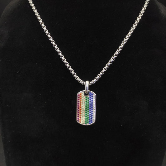Pride Rainbow Dog Tag Necklace 18 in.( While Supplies Last )