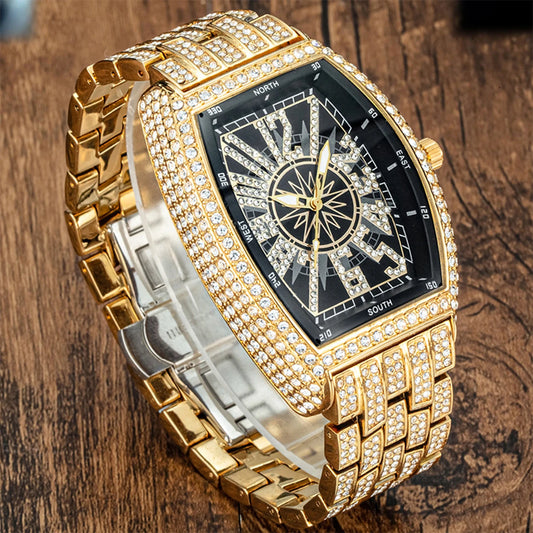 IceBoyDC: ✨ Men's Iced Out Tonneau Watch  ✨ Quartz Movement, Icy!