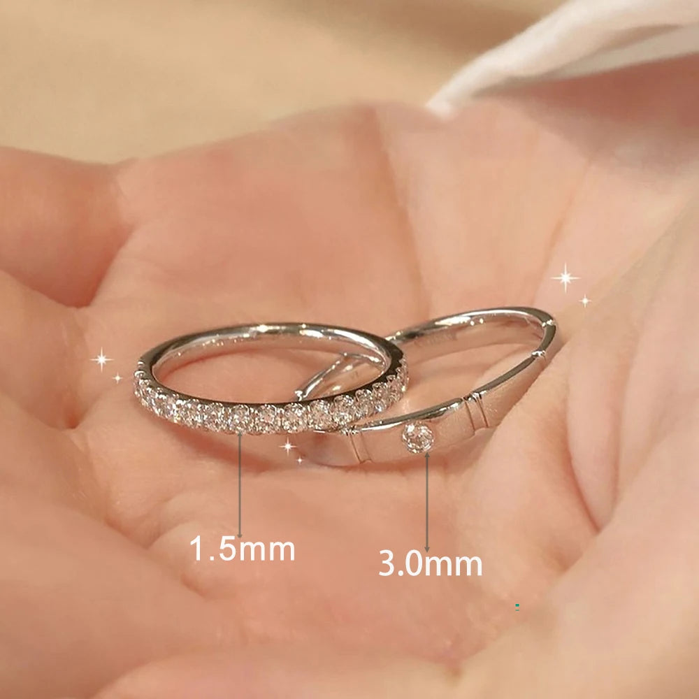 The IceBoyD.C. 3mm & 1.5mm Moissanite Couple Rings Set | Sterling Silver Promise Rings | Wedding Bands