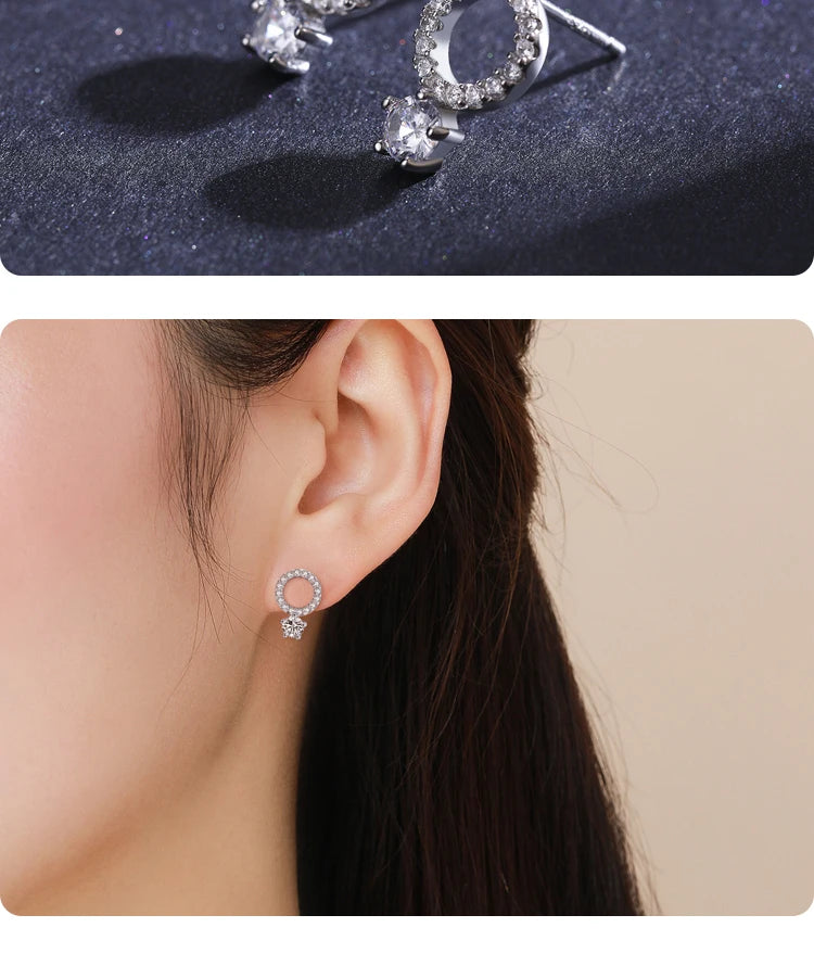The IceBoyDC 925 Sterling Silver Sparkling Circle Stud Earrings