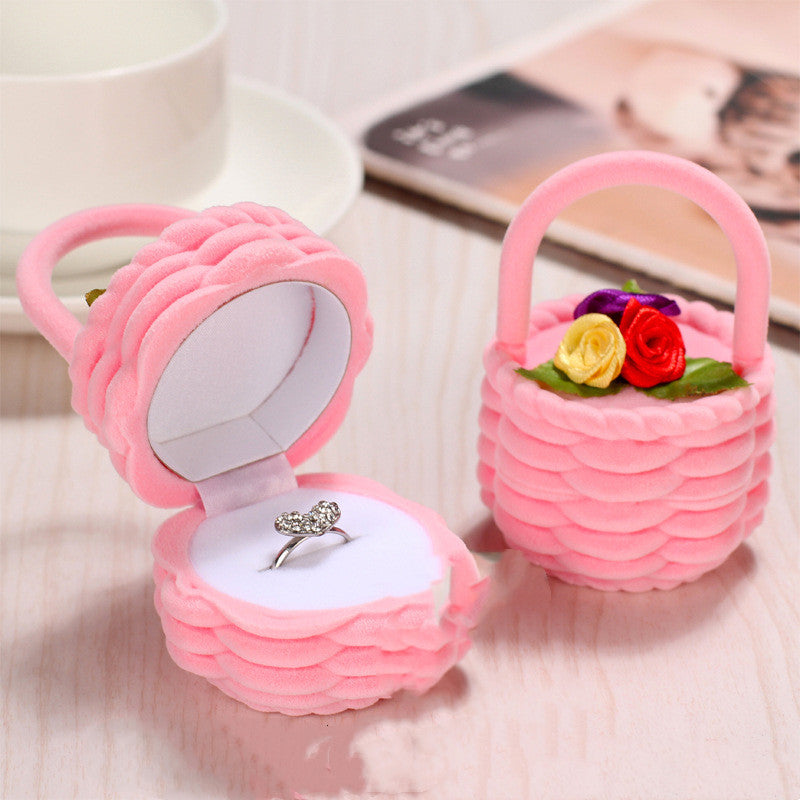 IceBoyDC’s Every Day Valentine’s Day Adorable Velvet Basket Ring Holder in Lush Red and Blush Pink