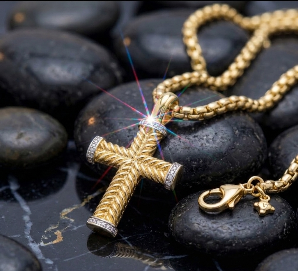 Royal Rope Cross Necklace 18 in.