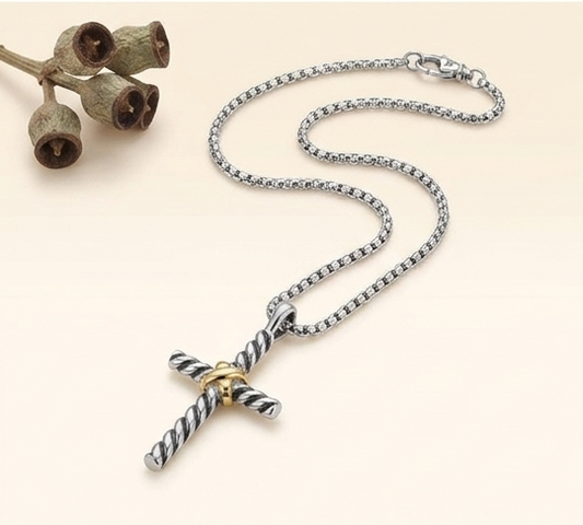 Twisted Cross Pendant Necklace 18 in. – 925 Sterling Silver Tarnish-Free Minimalist Cross Chain