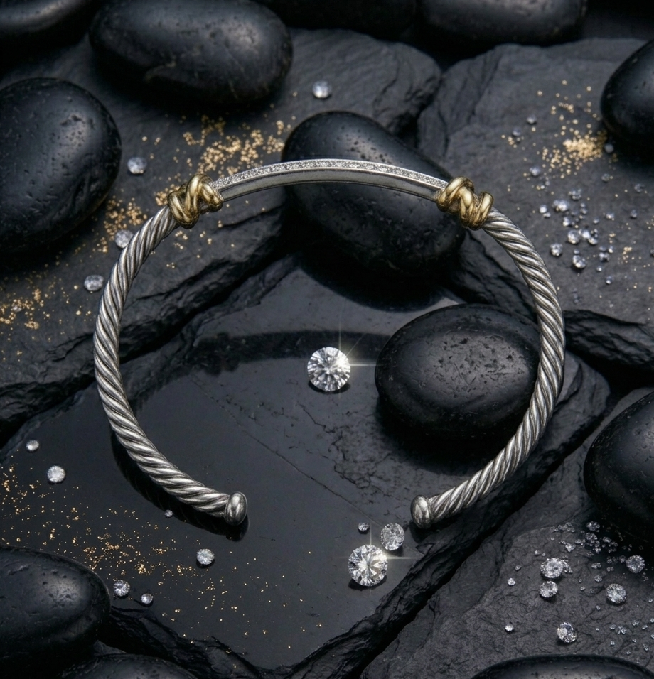 Twisted Cable Pavé Cuff Bracelet
