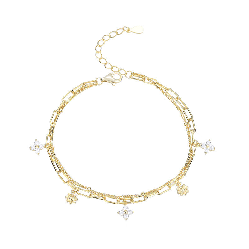 IceBoyDC: Everlasting Luck ✨ 14K Gold Plated Clover Bracelet (Cubic Zirconia)