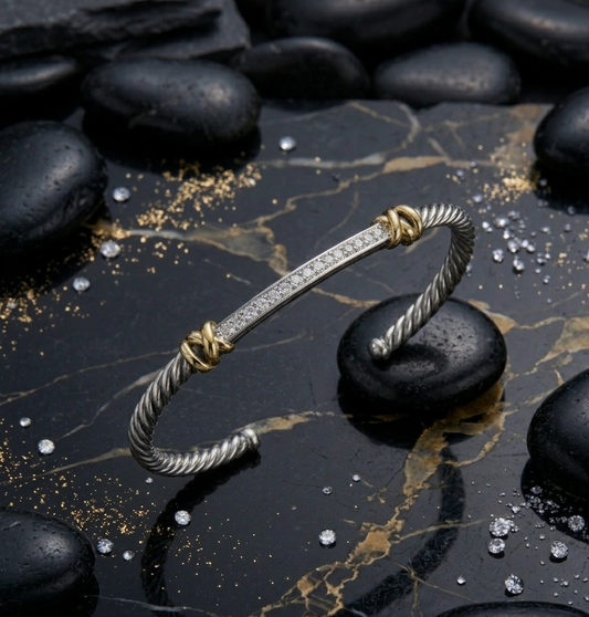 Twisted Cable Pavé Cuff Bracelet