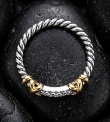 Twisted Cable Pavé Cuff Ring