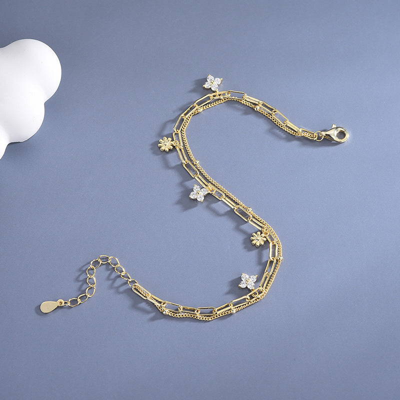 IceBoyDC: Everlasting Luck ✨ 14K Gold Plated Clover Bracelet (Cubic Zirconia)