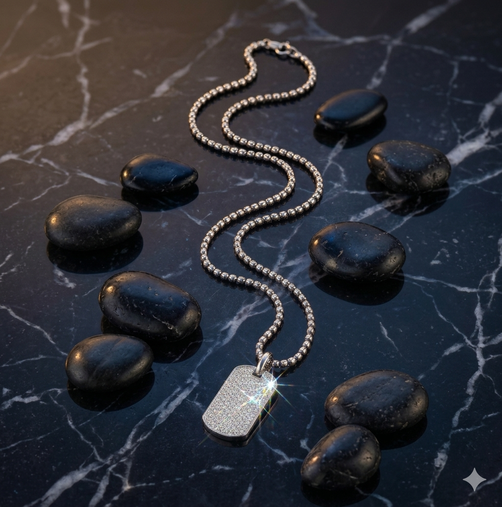✨ Pavé Edge Dog Tag Necklace 18 in.
