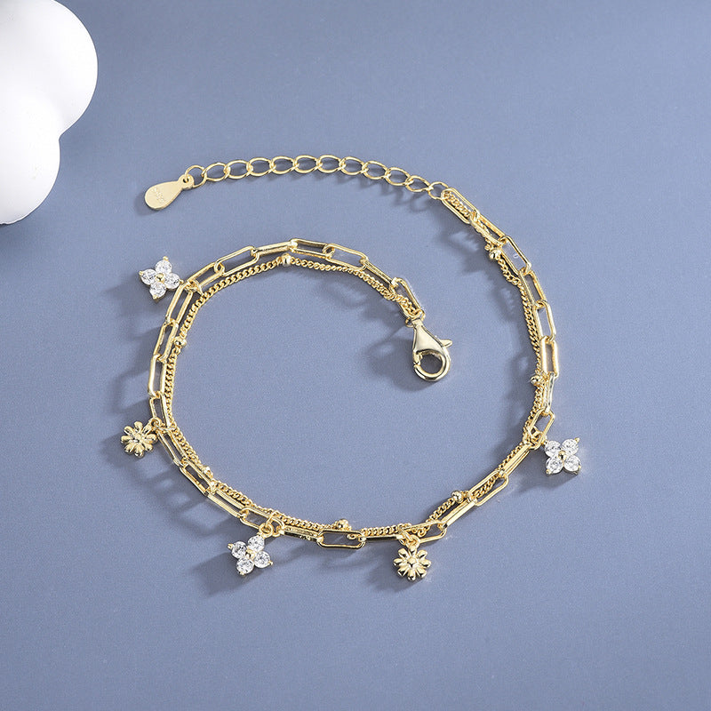 IceBoyDC: Everlasting Luck ✨ 14K Gold Plated Clover Bracelet (Cubic Zirconia)